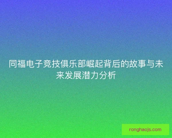 同福电子竞技俱乐部崛起背后的故事与未来发展潜力分析